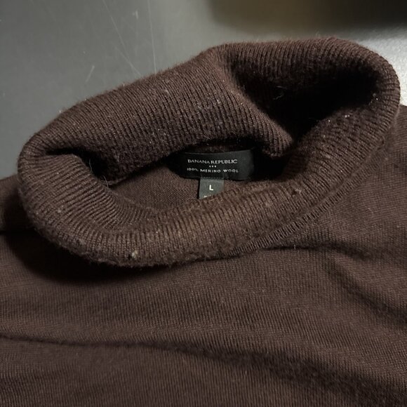 Banana Republic Merino Wool Womens Sweater L Brown Knit Turtleneck Pullover - Picture 2 of 10